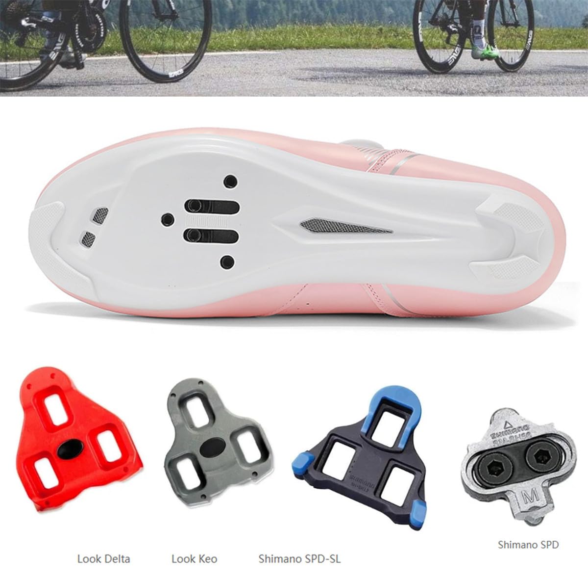 Hixingo Zapatilla de Ciclismo Hombre Mujere Zapatos Bicicleta de Carretera Montaña Exterior Compatibles SPD SPD-SL Look Delta Lock System, Zapatillas de MTB Ciclismo Unisex