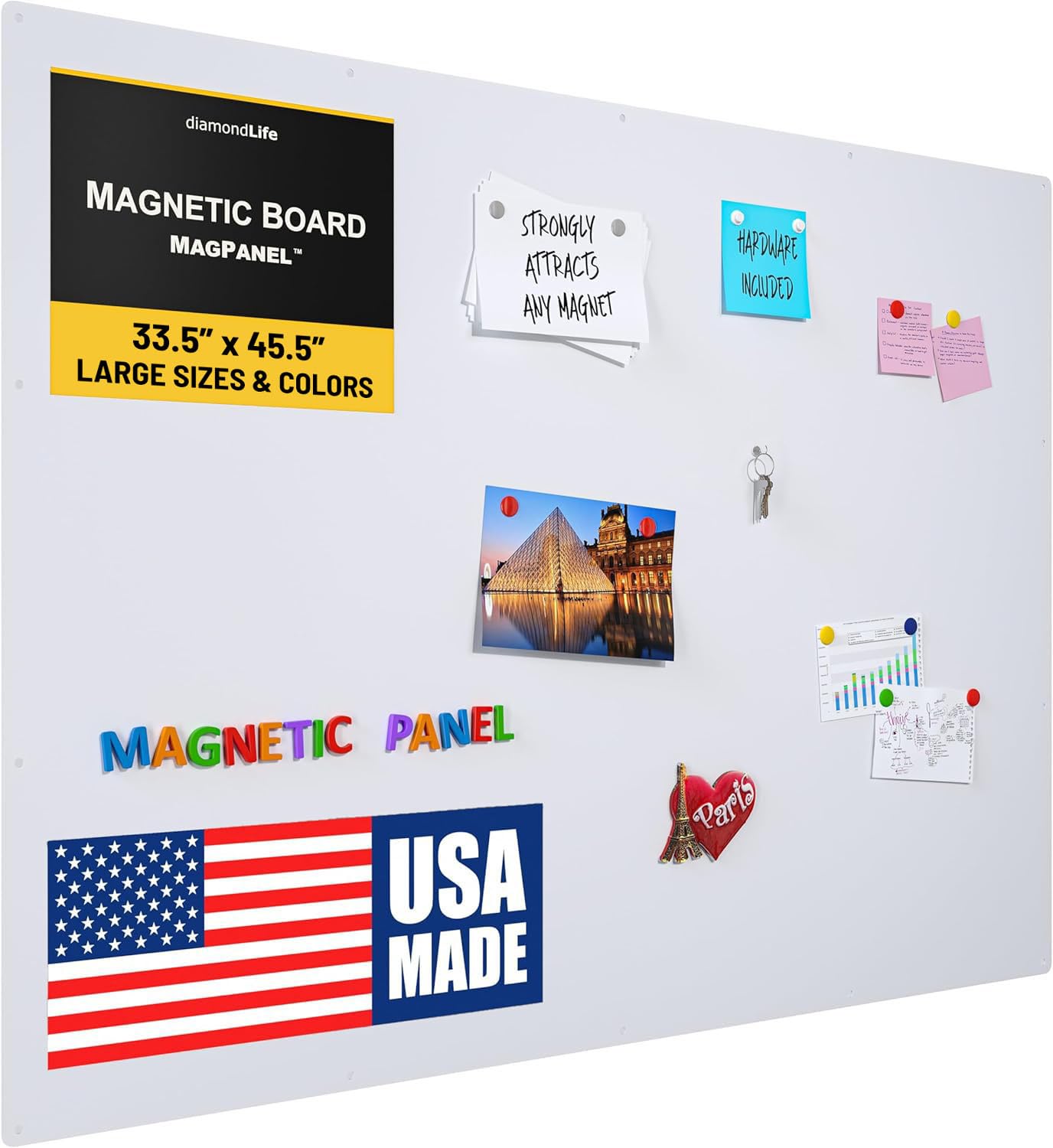 33.5”x45.5” - Magnetic Board - Memo & Vision Boards for Home, Office, and Classroom - Magnet-Board for Kids - Pre-drilled Mounting Screws Included