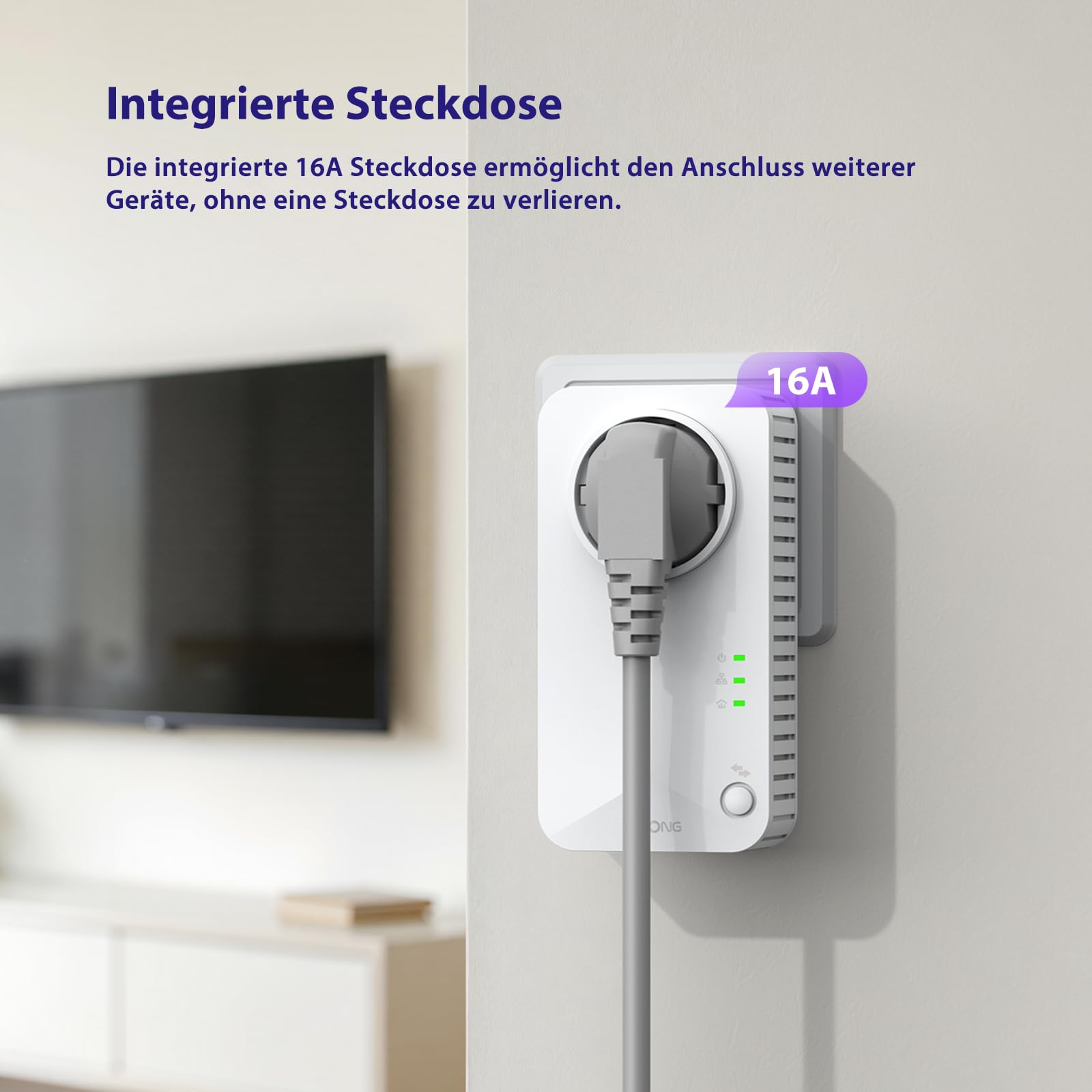 STRONG AV600 Powerline Adapter Setmit Steckdose, WLAN 300 Mbit/s, HomePlug AV2 Powerline Internet Verstärker, Plug & Play, EIN Knopf Sicherheit, 100 Mbit/s LAN Ports (POWERLWF600DUOEUV2)