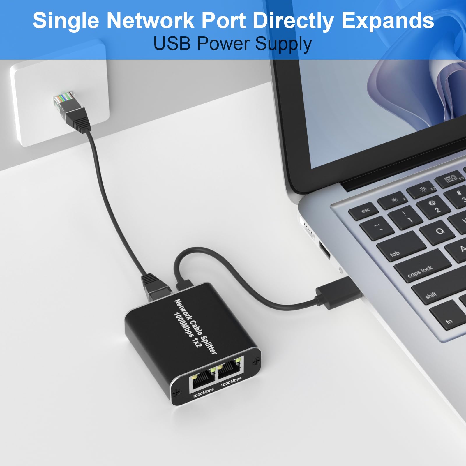 Répartiteur Gigabit Ethernet 1 Vers 4 Ports – 1000 Mbps Avec Alimentation USB, Compatible Cat5/6/7/8, Idéal Extension Réseau Stable