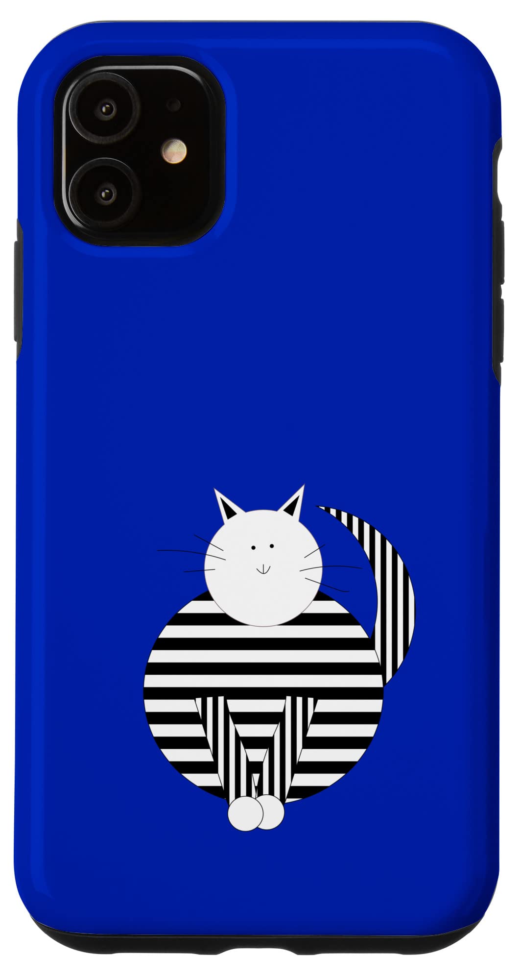 iPhone 11 Cute Black And White Cat - Black Whiskers Case