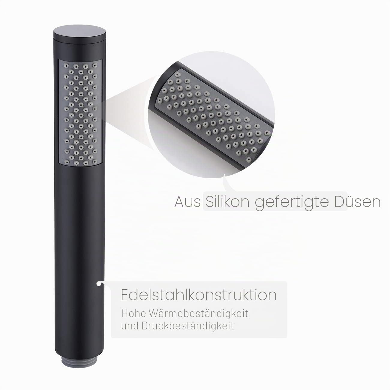 KES Duschkopf Handbrause Edelstahl Duschbrause Bad Brausekopf mit Duschkopfhalterung und Duschschlauch Dusche Matt Schwarz, LP150-BK