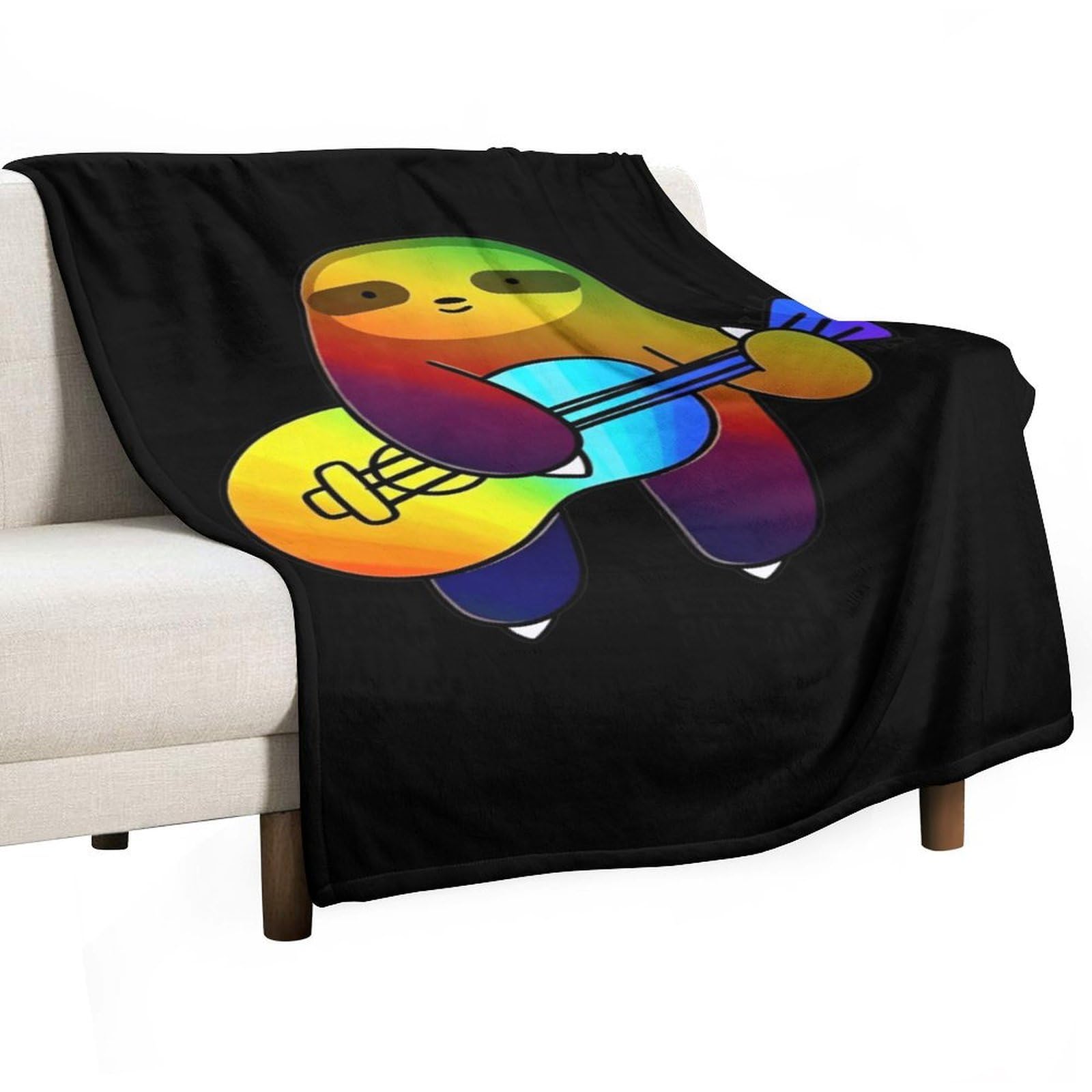 CGSBNGHA Guitar Sloth Rainbow Love Music Flannel Fleece Blanket Lightweight Soft Throw Blankets for Sofa Couch Bed Chair