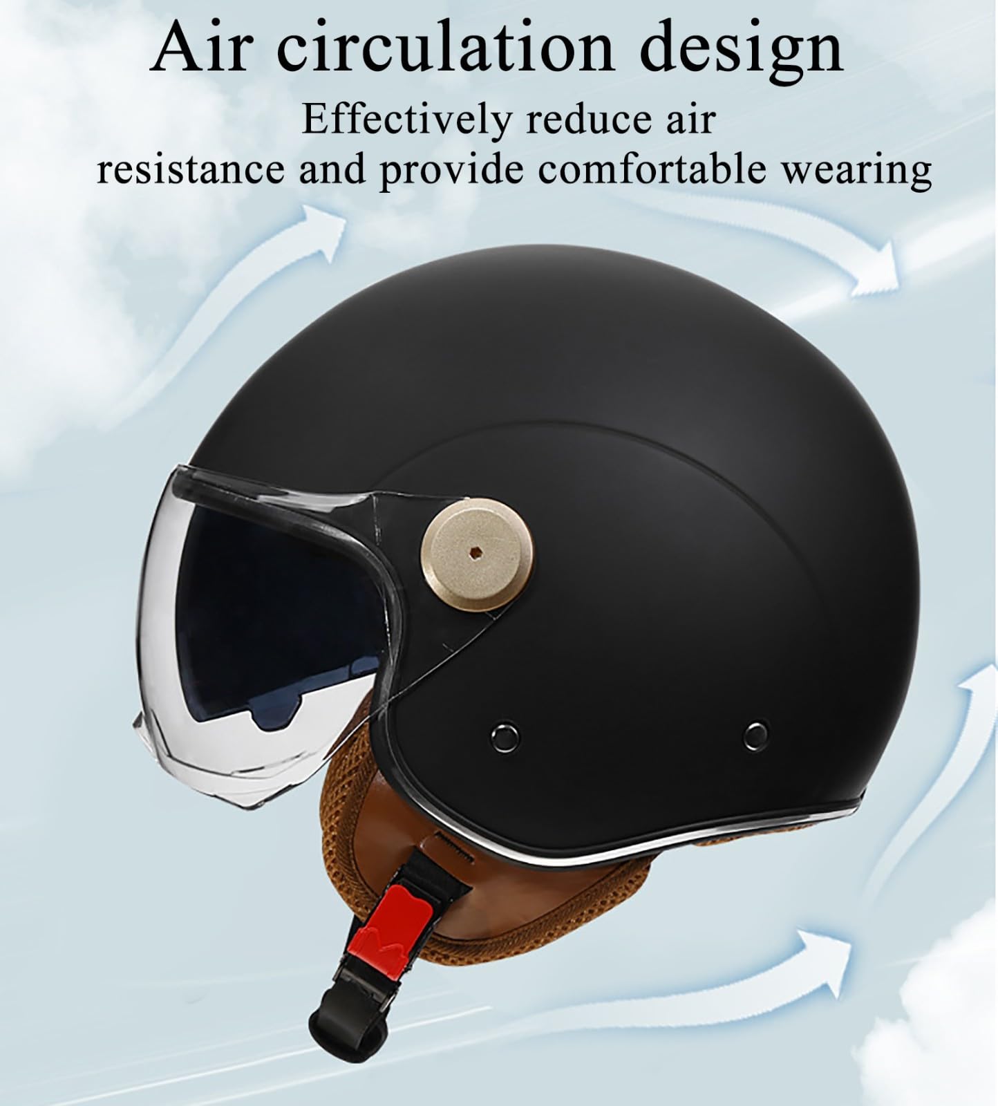 Casco De Motocicleta Estilo Vintage con Doble Visera, Casco Jet para Scooter, Crucero, Ciclomotor, Casco Abierto 3/4 para Hombre Y Mujer, Homologado por ECE/Dot.