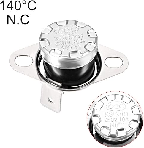 Miniatura 4 de uxcell KSD301 Termostato 284.0 F284F 10A N.C Ajustar interruptor de temperatura de disco rápido para microondas, horno, cafetera 2 piezas, material