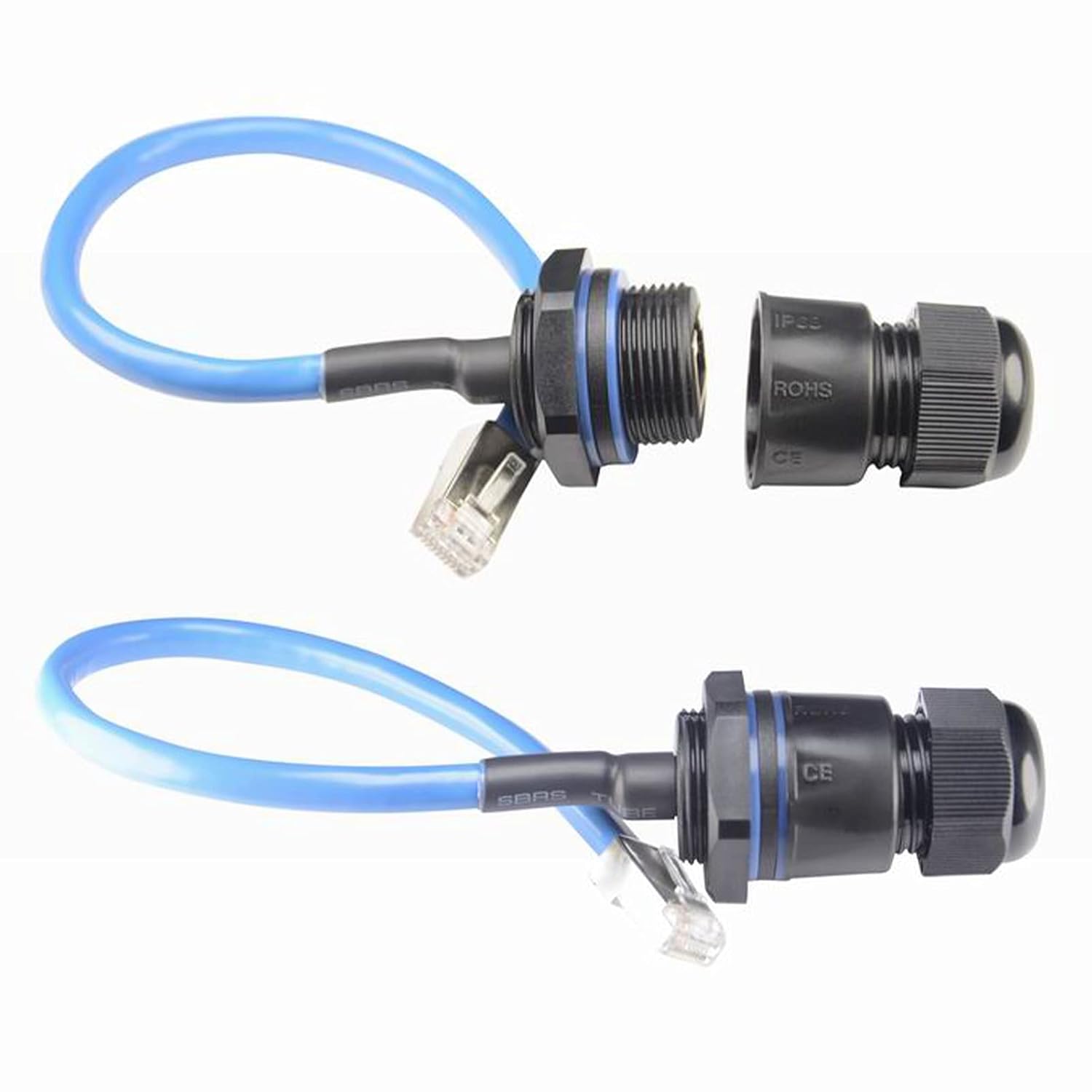 2 piezas de montaje en panel RJ45 conector impermeable M25 Cat55e6 Ethernet LAN Cable acoplador con escudo Cat6 cable de red LAN al aire libre