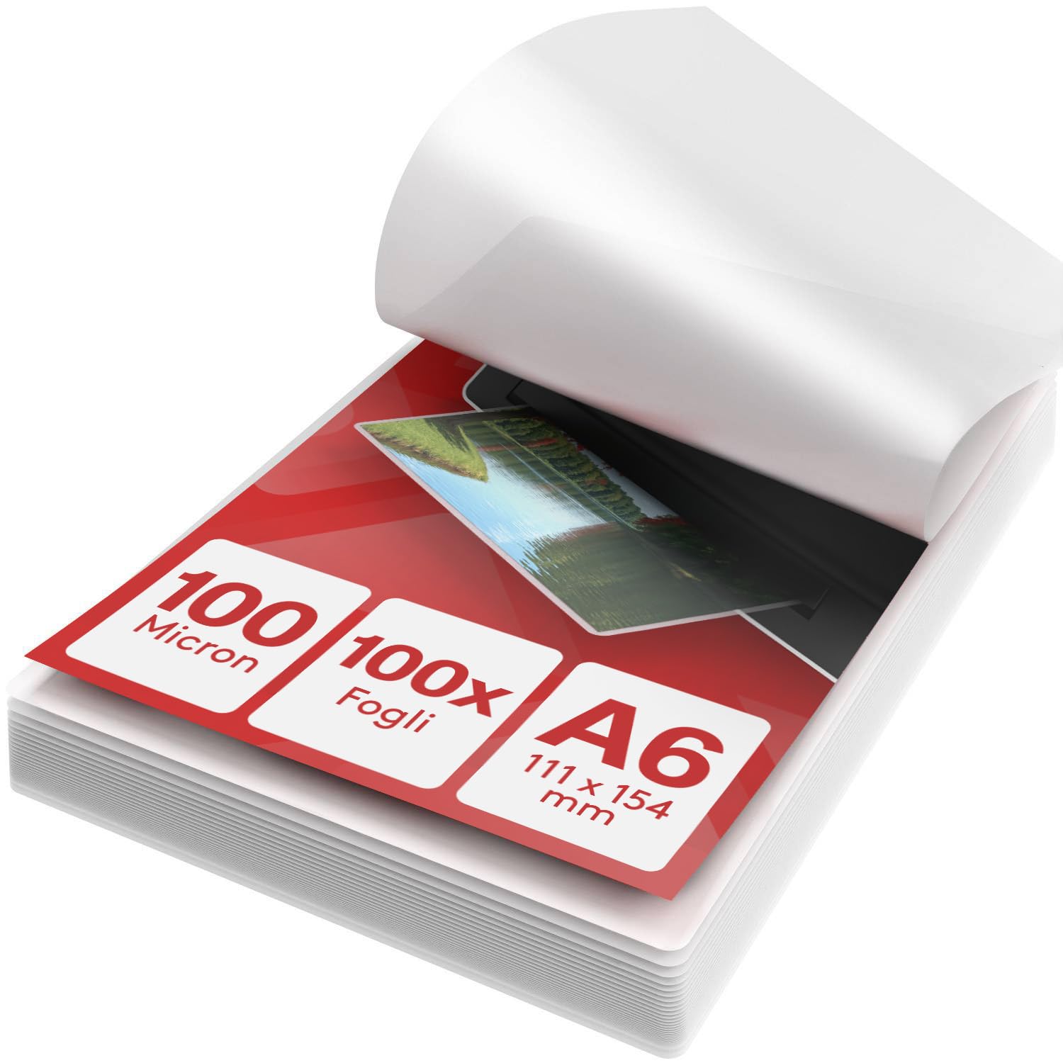 ACROPAQ Fogli plastificatrice - A6, 100 mic, 100 pezzi, Lucido, Qualità premium - Pouches per plastificatrice - 18016