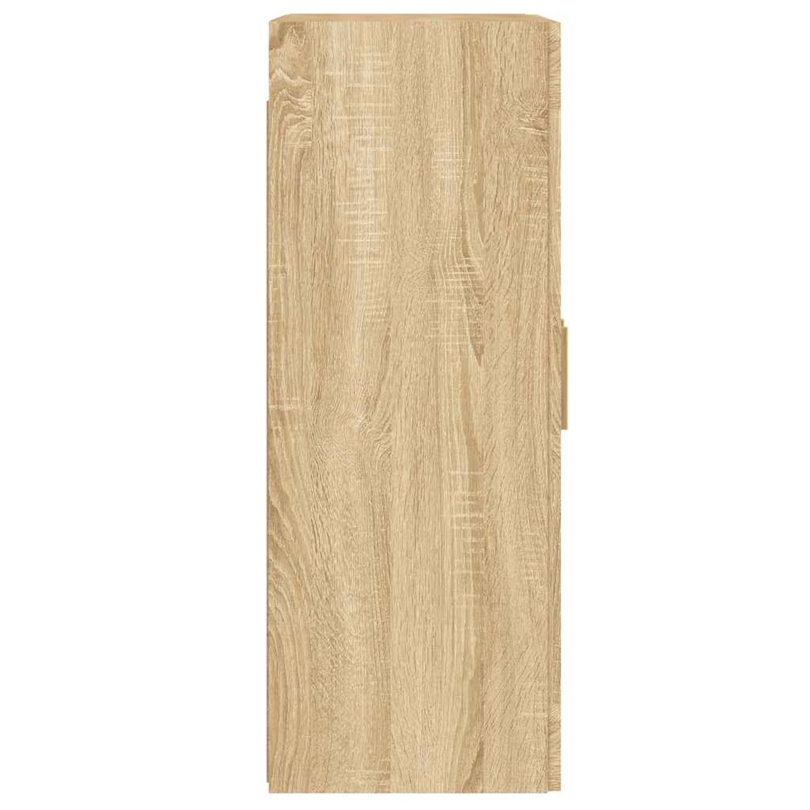 Szafki ścienne 2 szt. – nowoczesne drzwi szklane, materiał drewnopochodny z litego drewna eukaliptusowego, 69,5 x 34 x 90 cm, do porządku w biurze i sypialni