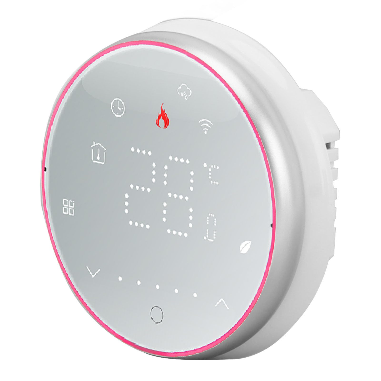 Termostato Inteligente Inalámbrico Termostato WiFi Programable Preciso para Calefacción y Refrigeración del Hogar, Control por Voz, Diseño Delgado, Base Redonda de 85 Mm (Blanco)