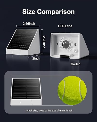 Miniatura 6 de Paquete de 12 luces decorativas para vallas solares para exteriores, impermeables, con lente LED blanca fría, para pared exterior, cubierta, patio,