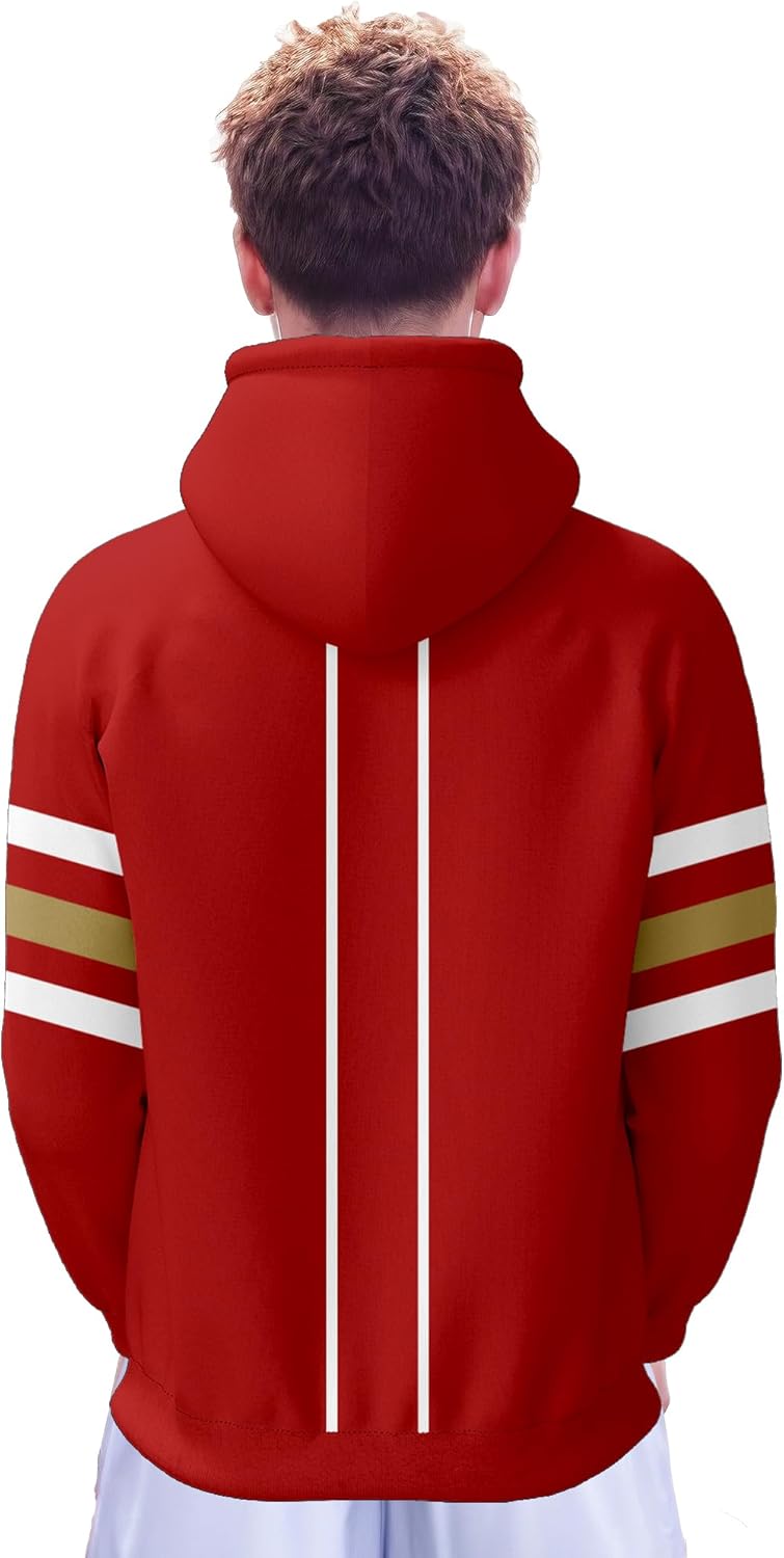 SEAGGS Men's American Football Hoodies City Night Skyline Team Fans Sweatshirt Sports Football Gift Pullover Game Day Apparel