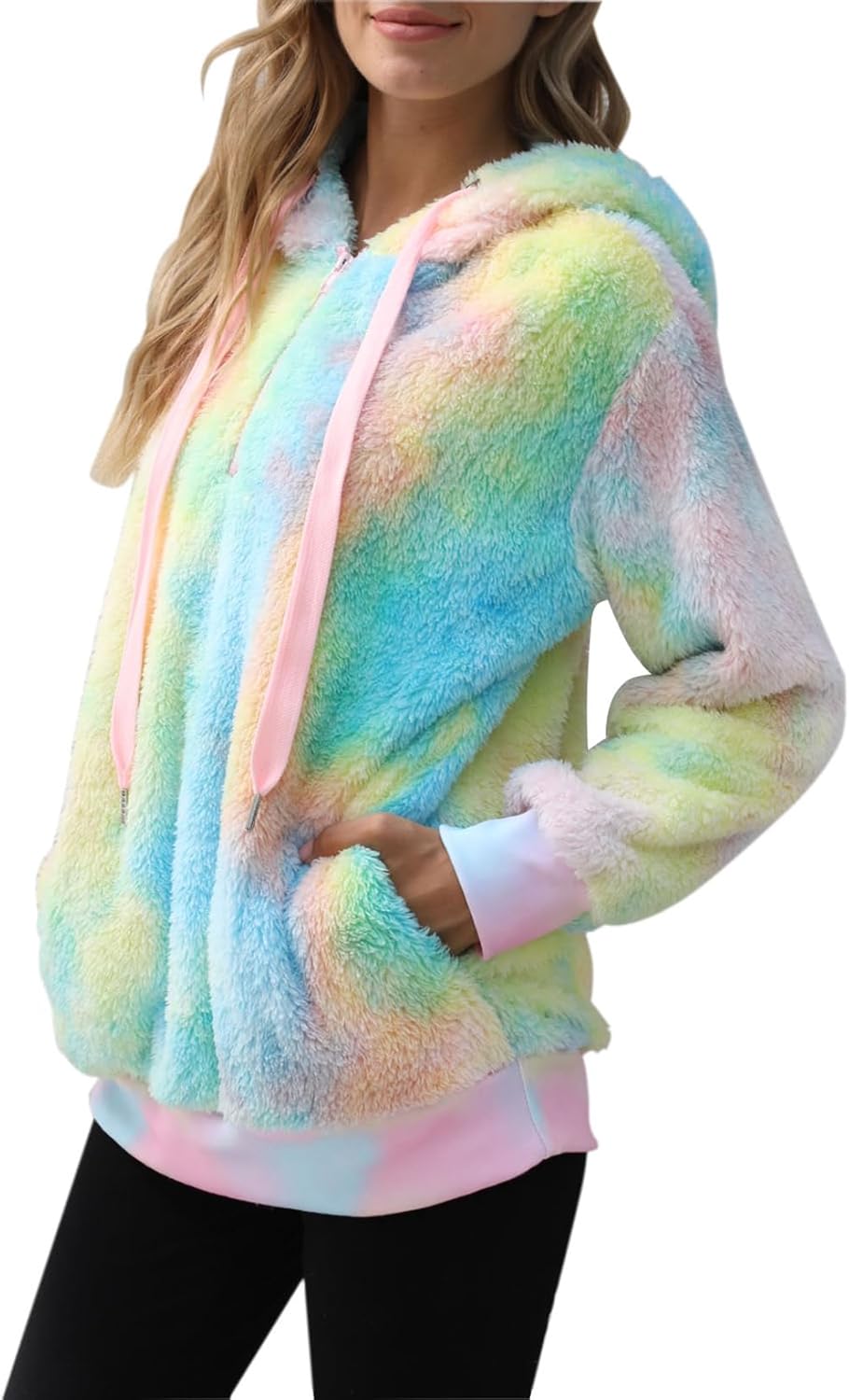 Nirovien Womens Sherpa Pullover Oversized Fuzzy Hoodie Double Fleece Sweatshirts Fluffy Plaid Outerwear Warm Coats - Image 2