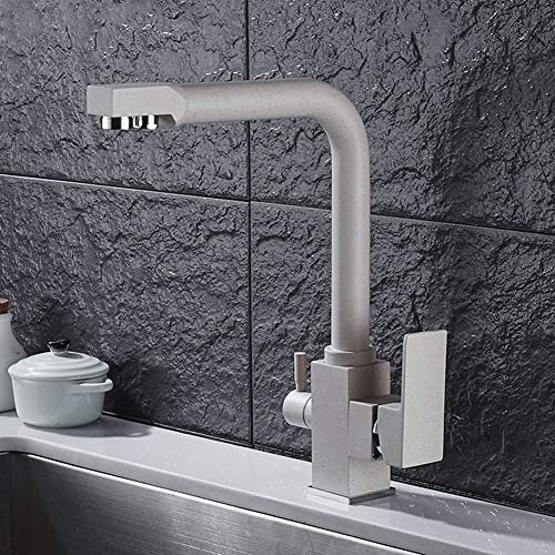 Robinet cuisine eau purifiée rotatif 360° mitigeur 3 voies eau chaude et froide en laiton