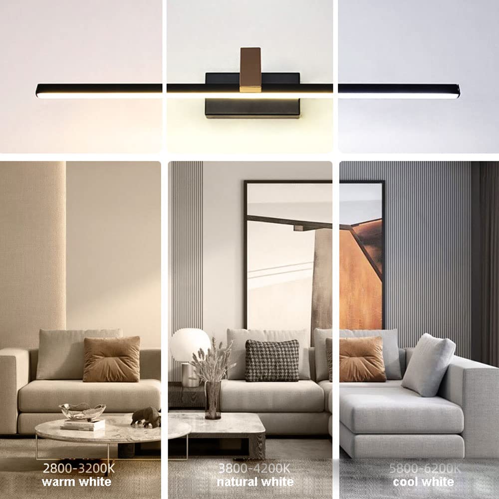 Oprawa LED do łazienki w łazience Regulowana przednia lampa z lustrem, obrotowa szafka kinkiet ścienny, 40cm Oświetlenie obrazu w ramce, Makijażowe lampy lustrzane do kąpieli w pokoju proszkowym