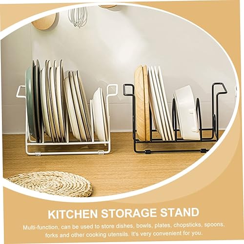 Miniatura 2 de NOLITOY Organizador de tapa de olla, escurridor de platos, escurridor de platos de metal, soporte de almacenamiento de cocina, soporte para