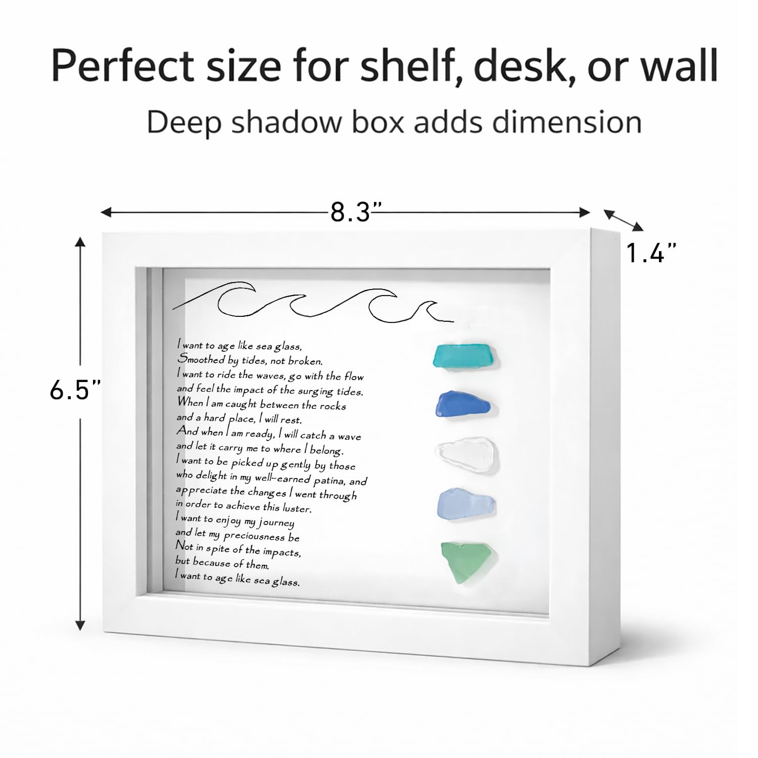 UQRUI Handmade Sea Glass Poem, Sea Glass Poetic Colorful Stone