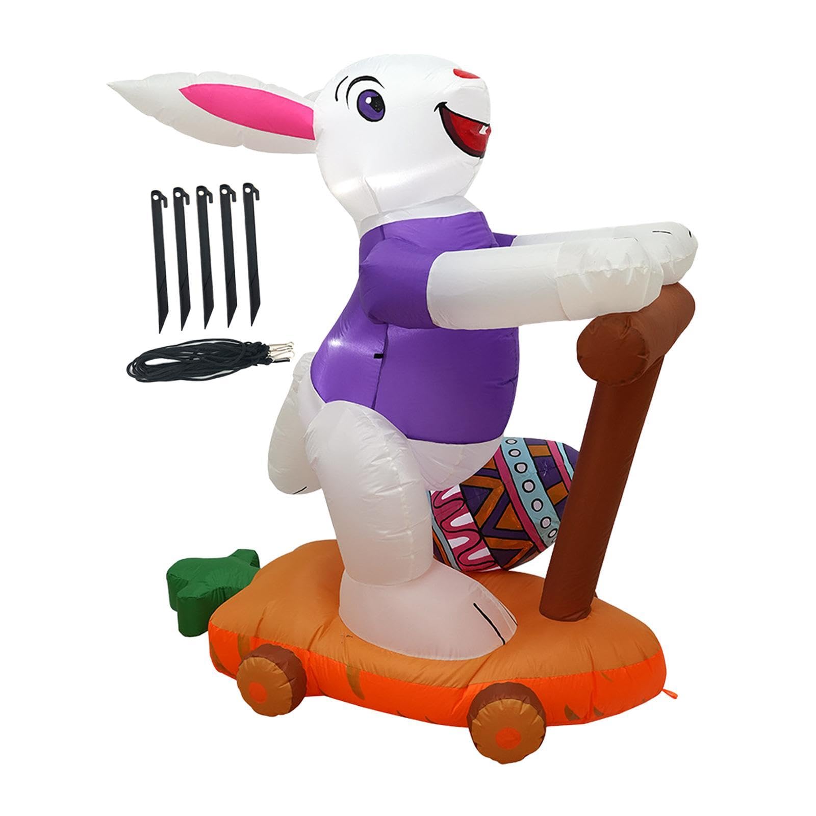 Lapin de Pâques gonflable avec éclairage intégré pour jardin