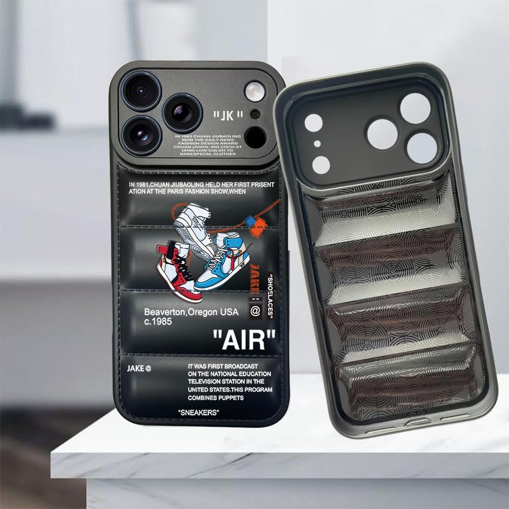 Ins Off Sports Shoes Brand Puffer Phone Case Compatible with iPhone 17 Pro Max Case 6.9 inch, Funny Sneakers White Label Graphics Aesthetic Soft Silicone Shockproof Full Body Drop Protection Cover - Image 2