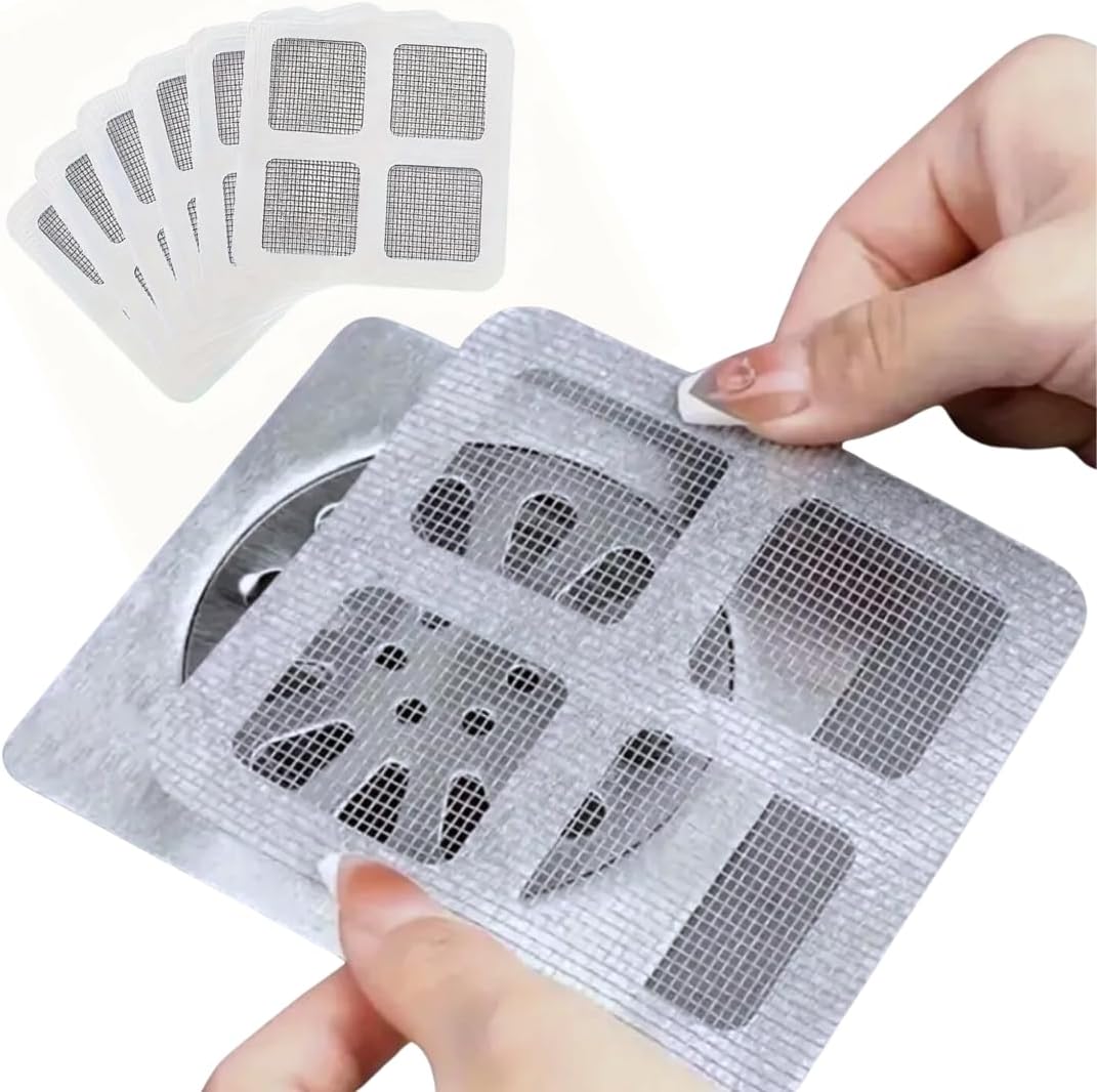 Stainless Steel 10 Pcs Drain Mesh For Bathroom 10 Cm X 10 Cm | Drain Cover Stickers To Catch Hair | Bathroom Accessories (Pack Of 10)