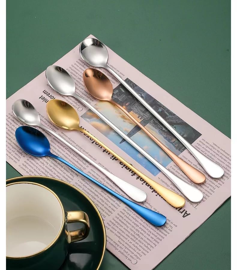 Image of Demitasse Espresso Spoons, Coffee Spoon, 7.7Inches Stainless Steel Spoons for Dessert, Set of 6(silver)