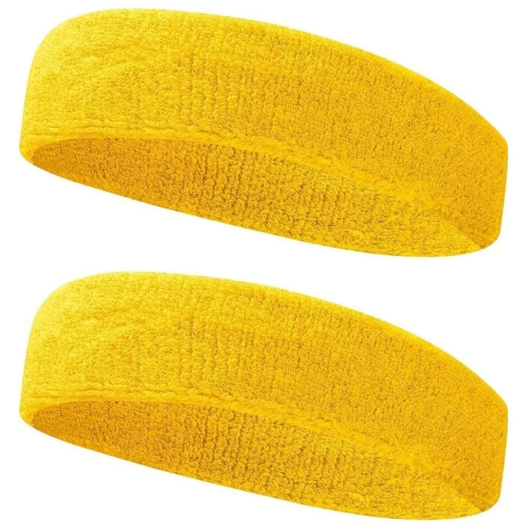 Natani Traders Yellow Athletic Sweat Headband, 17.78 x 5.08 cm (2) | 80% Cotton Blend, Moisture Wicking-image-5