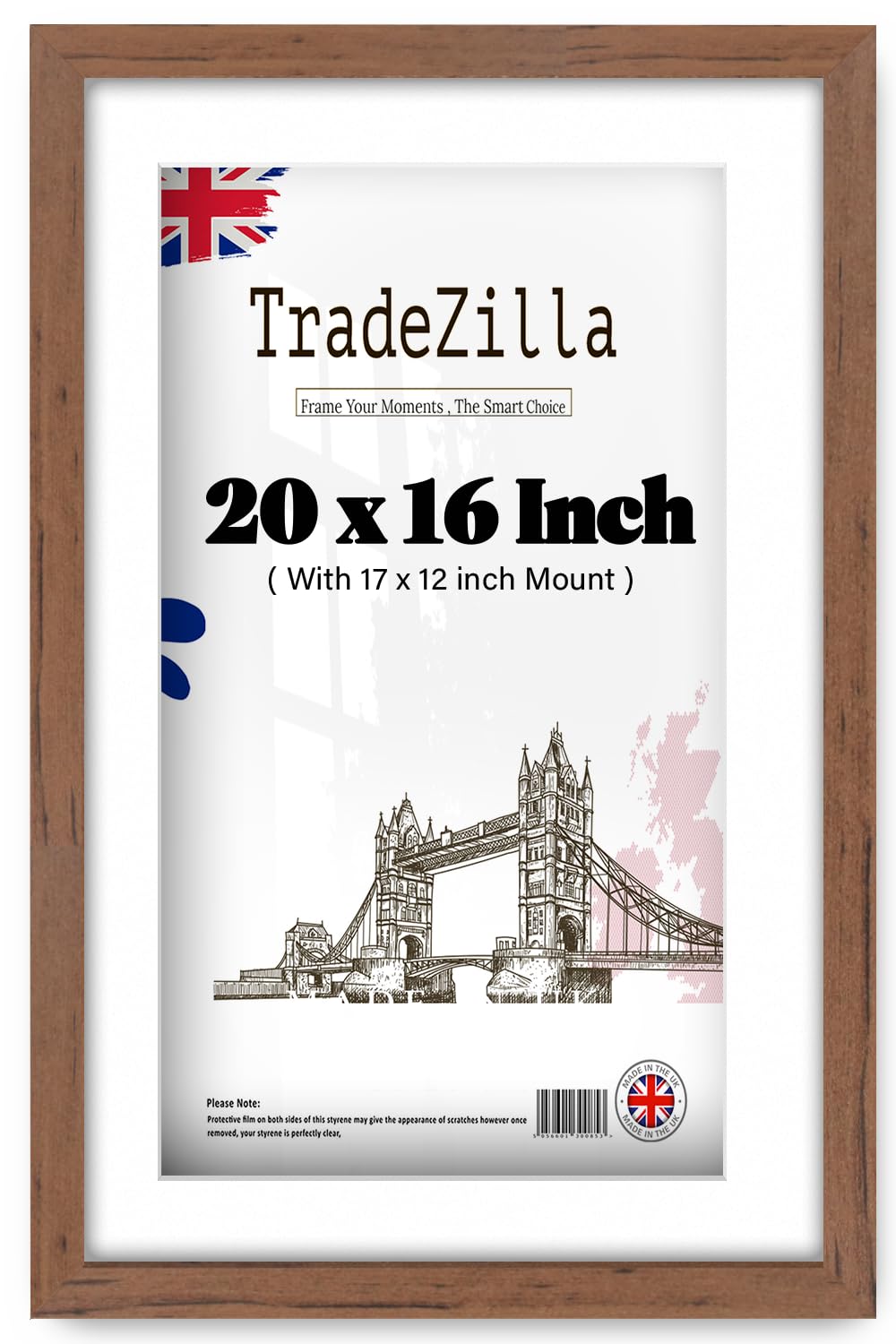 Tradezilla Walnut | Decorative Mdf Photo Frame (50.8 X 40.64 Cm) With 43.18 X 30.48 Cm White Mount Engineered Wood | 20 Inch X 16 Inch Picture, Poster, Artwork Display For Home & Office [ ]