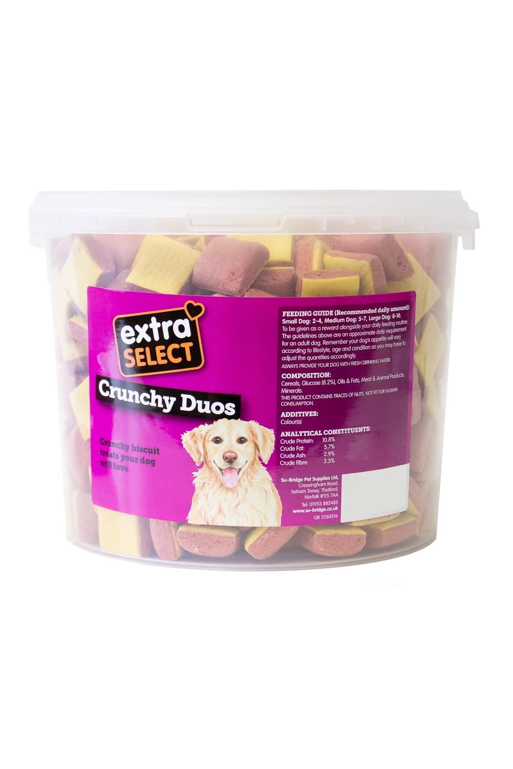 Extra Select Crunchy Duos Dog Treat Biscuits in a 1ltr Bucket (approx 120 biscuits)