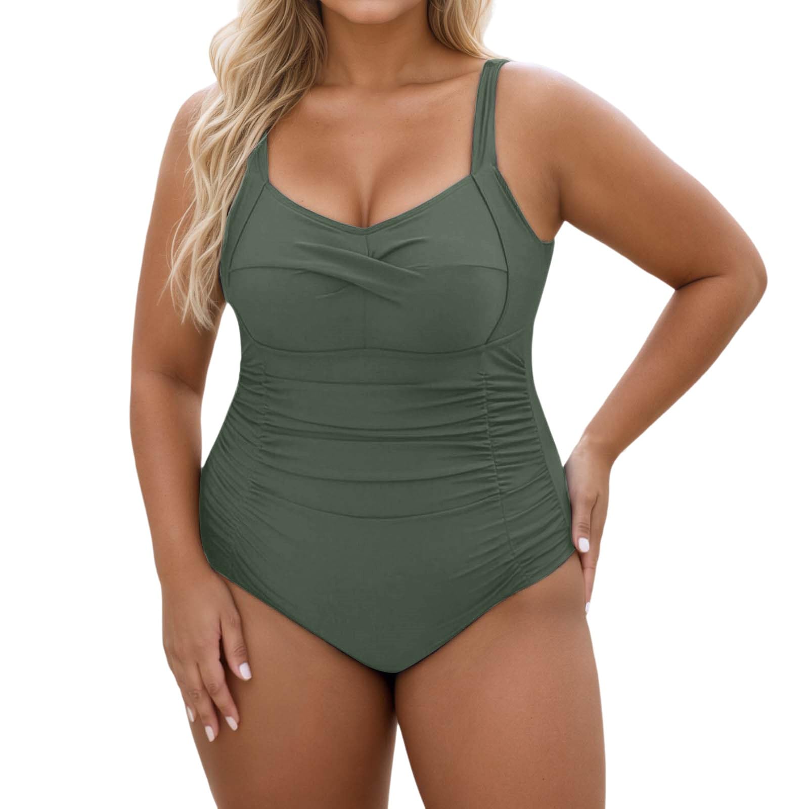 Damen Plus-Size-Monokini, Push-Up, tiefer U-Ausschnitt, perfekt für den Strandurlaub