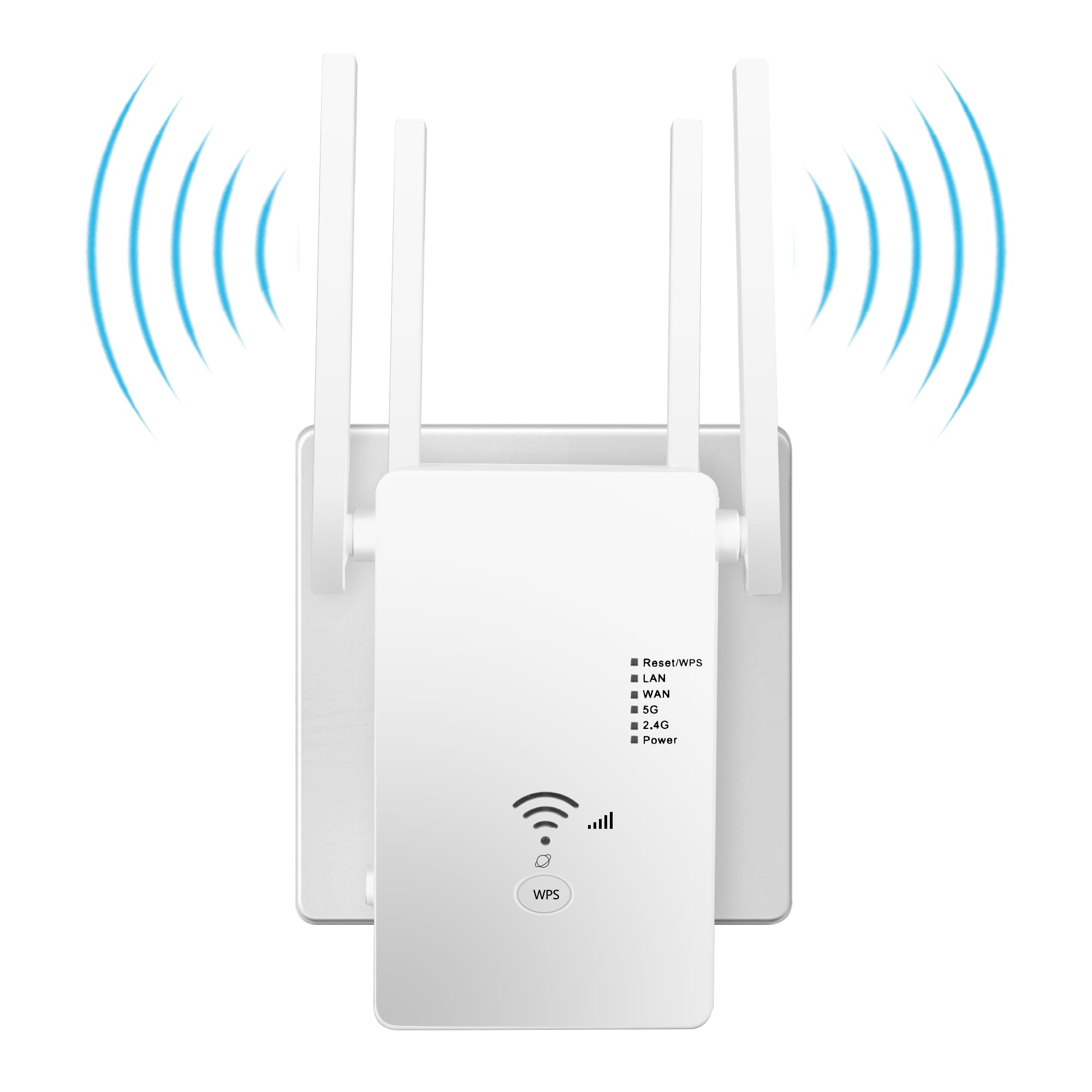 WLAN Repeater WLAN Verstärker 1200Mbit/s Dual-Band WiFi Booster mit Repeater/Router/Access Point Modus,4 Antennen,Einfache Einrichtung,WiFi Range Extender mit LAN/WAN Port（weiß）
