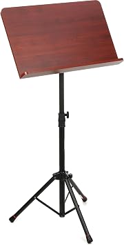 Gator Frameworks Wooden Sheet Music Stand Designed for Soloists and Recital Performers with Tripod Base, Cherry Wood Bookplate GFW-MUS-4000