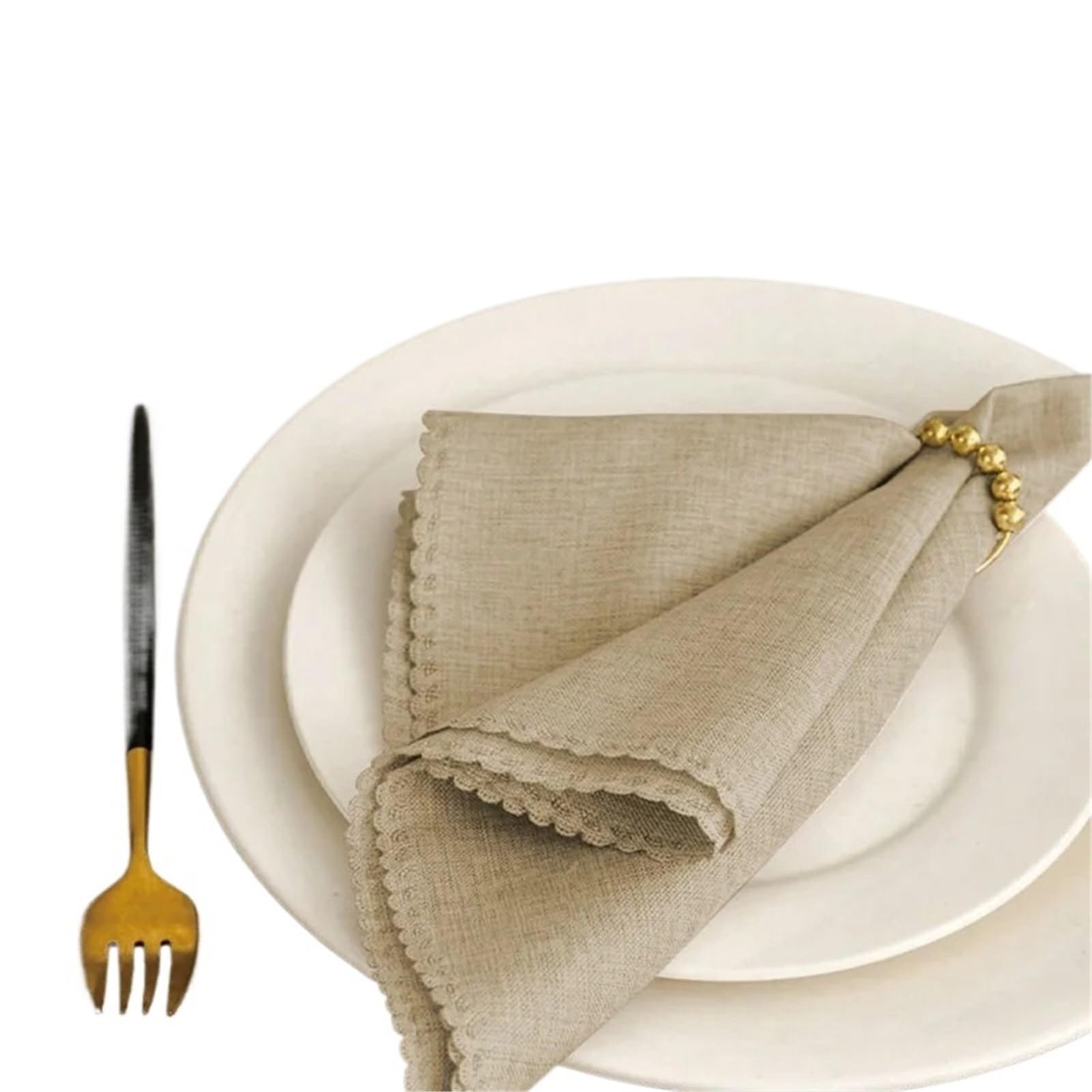 Table Napkins Lace Napkin Cloth Is Suitable For Wedding Banquets, Valentine's Day, Picnic Parties, Gatherings, Daily Decoration At Home(Khaki 12pcs)