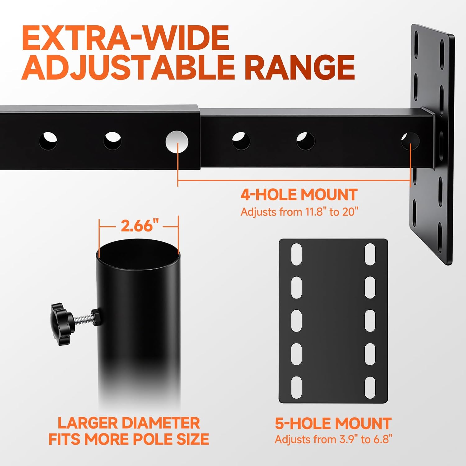 RV Flag Pole Mount, Heavy Duty 180° Adjustable Folding RV Starlink Holder Bracket for 2" Receiver, Trailer Bumper, Hitch, A-Frame, Tongue 5IN1 - Stable Internet & Flag Display for Camping