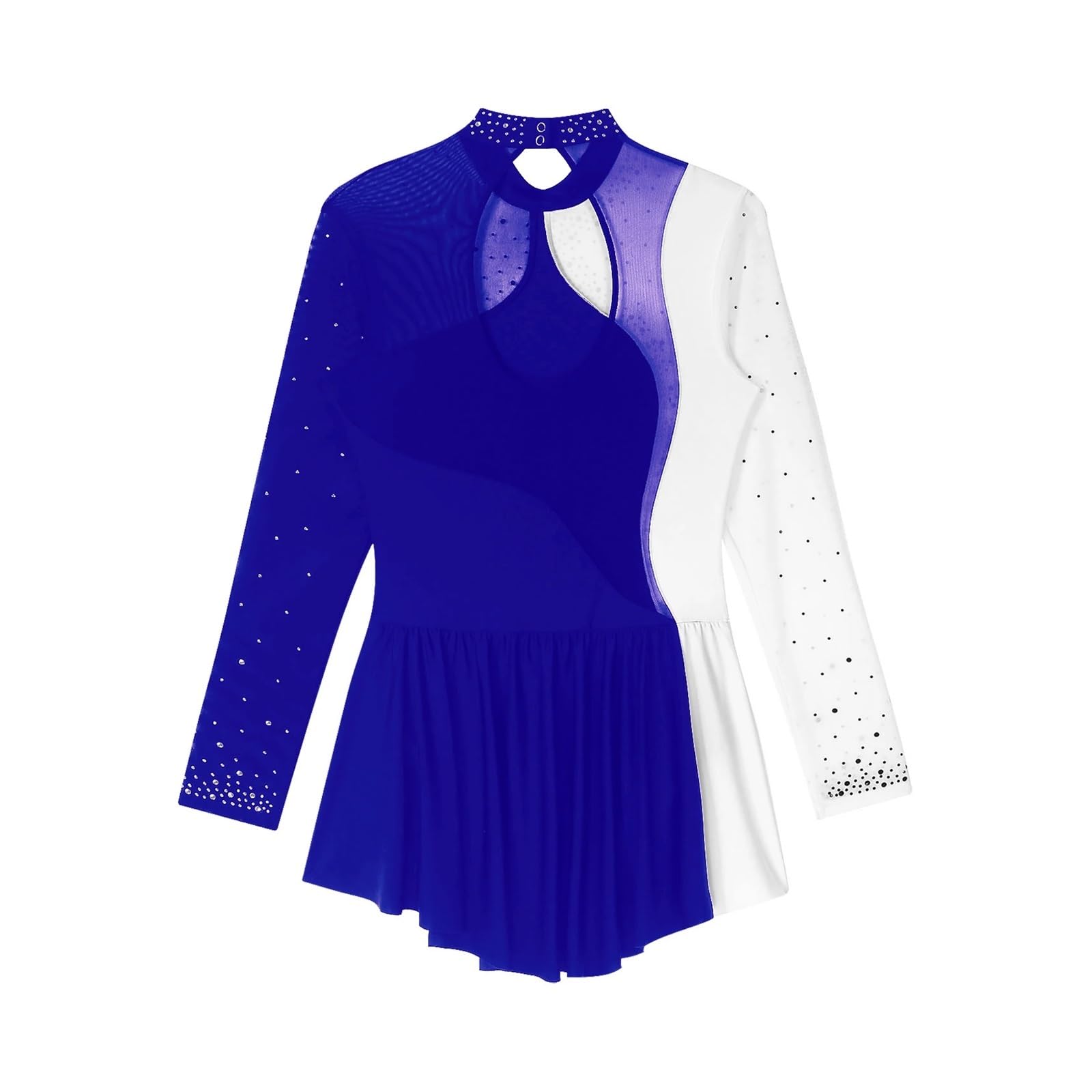 Vestido de Patinaje Artístico Vestido de patinaje artístico for mujer, malla de ballet, gimnasia, tutú, manga larga, con brillantes diamantes de imitación, for actuaciones escénicas.