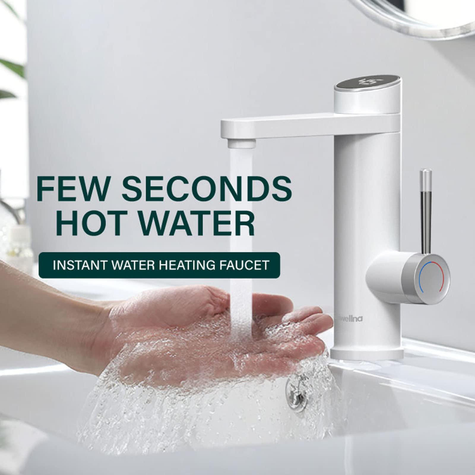 Rubinetto per lavandino del Bagno, Rubinetto per Acqua Calda istantanea, Rubinetto Elettrico, Rubinetti per Bagno per scaldabagno Senza Serbatoio, Rubinetto per Riscaldamento rapido con Display