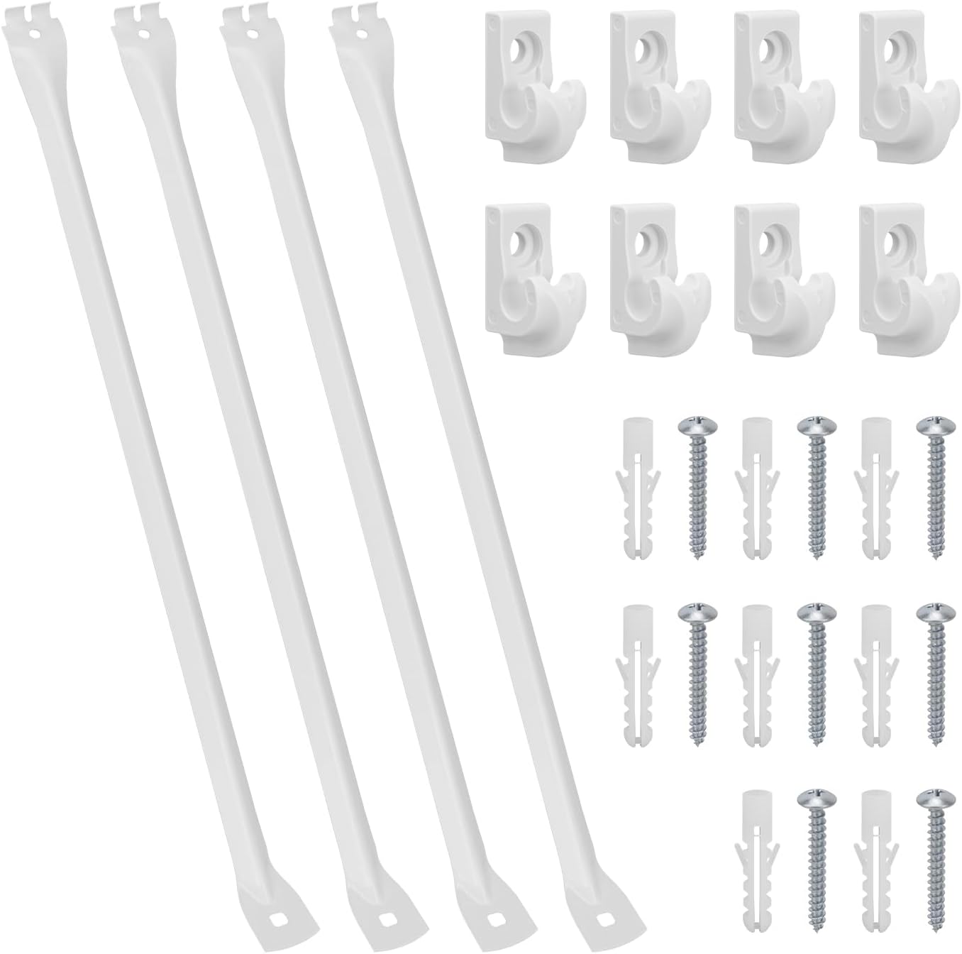 12 Inch Wire Shelf Brackets Set, Metal White Closet Support Bracket with End Brackets for Support Wire Closet Shelves Racks