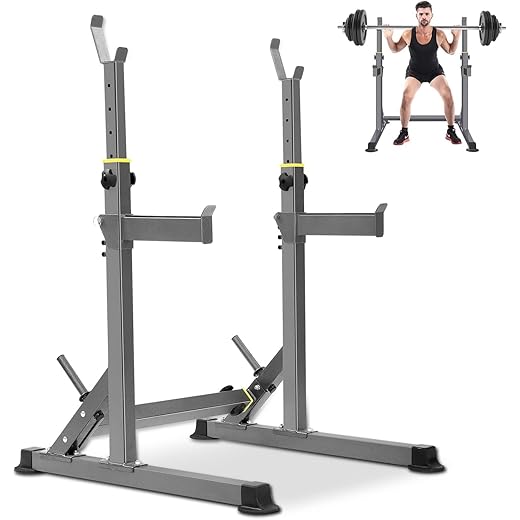 Adjustable Squat Rack,Multi-Function Barbell Rack for Weight Lifting and Home Gym Fitness Workout Portable Squat Bench Press