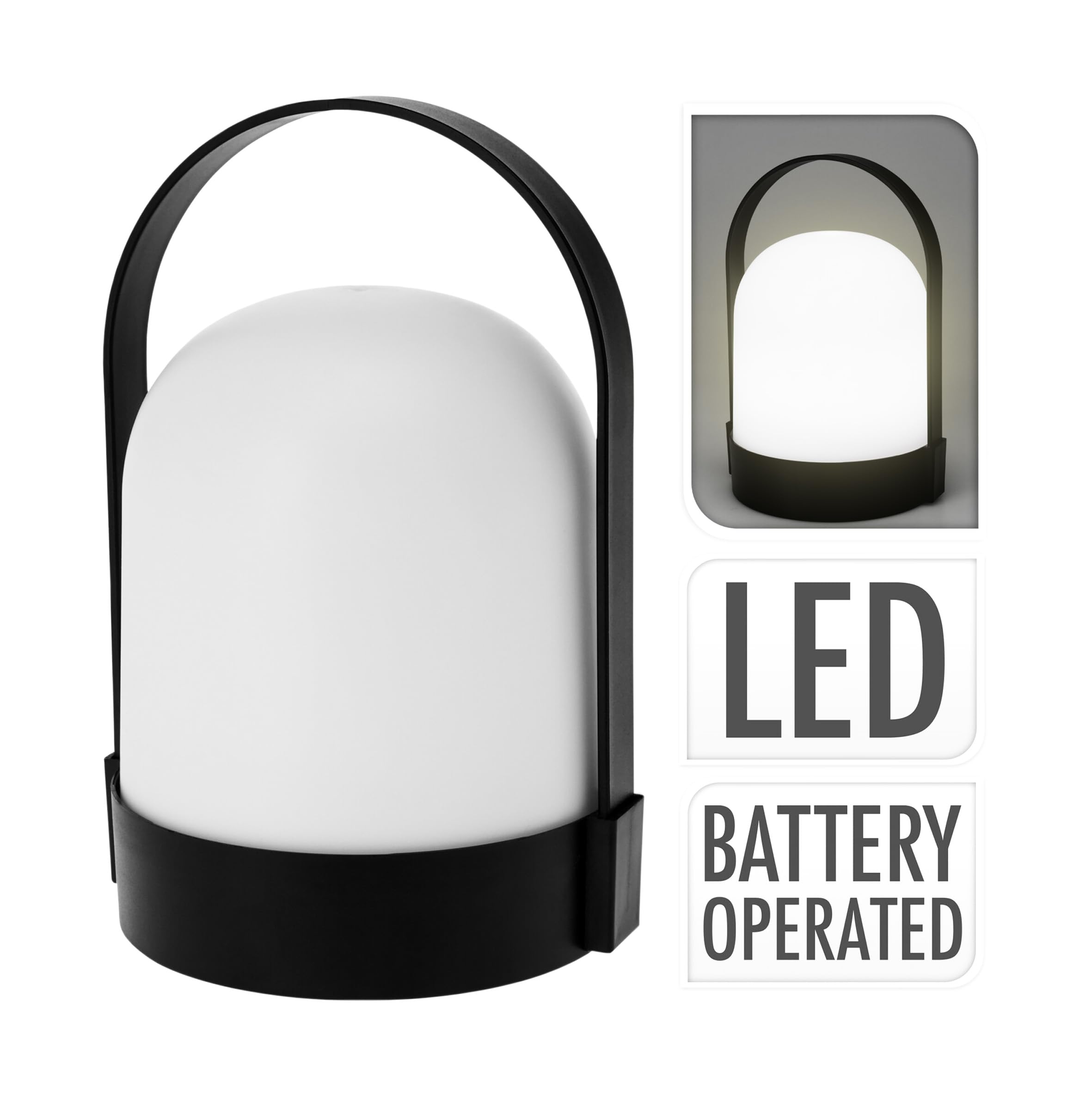 Spetebo LED Garten Tischleuchte warm weiß - 21 x 13 cm - Tischlampe mit Henkel Batterie betrieben - Lampe mit Tragegriff Leuchte für Terrasse Balkon Außen und Innen