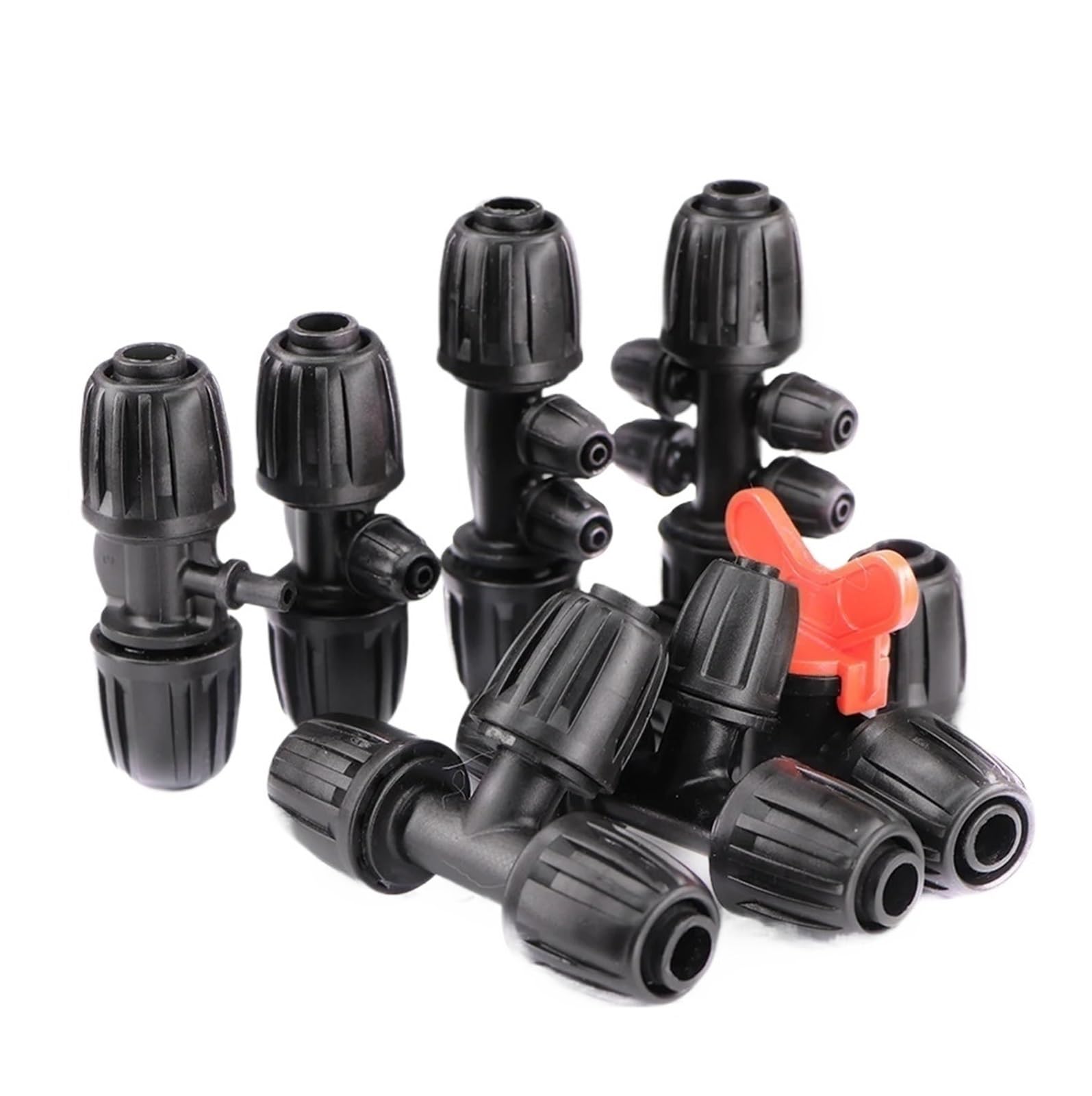 10PCS 3/4/6 Vie 16mm A 4/7mm Giunto for Tubo Flessibile Con Tappo di Blocco Tee irrigazione del Giardino Tubi Connettore 1/2 "Raccordi for Tubi di Irrigazione(16mm Valve)