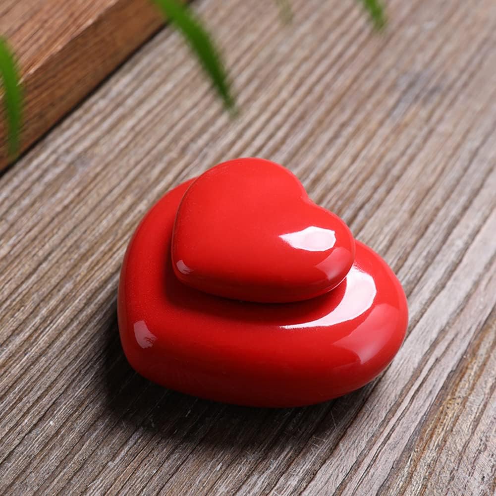 2Pc Small Keepsake Urn for Pet Ashes, Ceramic Heart Shaped Keepsake Urns, Ceramic Mini Cremation Urn for Dog or Cat or Bird Ashes