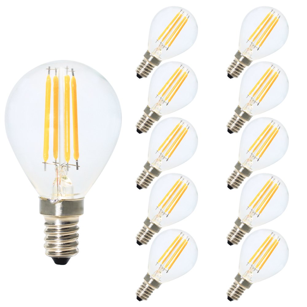 Tatalantai 10X Vintage LED Filament Golf Ball Bulb G45-4W LED Light Bulb, E14 Base, Clear Warm White 2700K, LED Edison Bulb 40W Equivalent, Non-dimmable