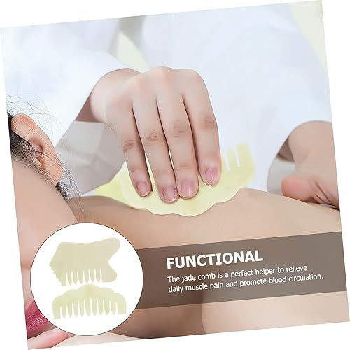 Miniatura 6 de 2 unids peine de jade cuero cabelludo masaje desenredante peine herramienta de raspado muscular cuerpo Guasha Junta de eliminación de arrugas Jade,