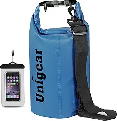 Unigear Bolsa seca à prova d'água, sacos flutuantes e leves para caiaque, barco, pesca, natação e acampamento com capa de telefone à prova d'água