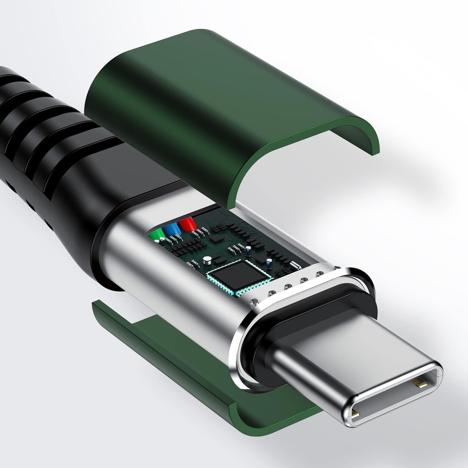 USB A to Type C Cable, Cabepow (2Pack) 10 ft Extra Long Fast Charging 10 Feet USB Type C Cord for Samsung Galaxy A10/A20/A51/S10/S9/S8, 10 Foot Type C Charger Premium Nylon Braided USB Cable-DarkGreen