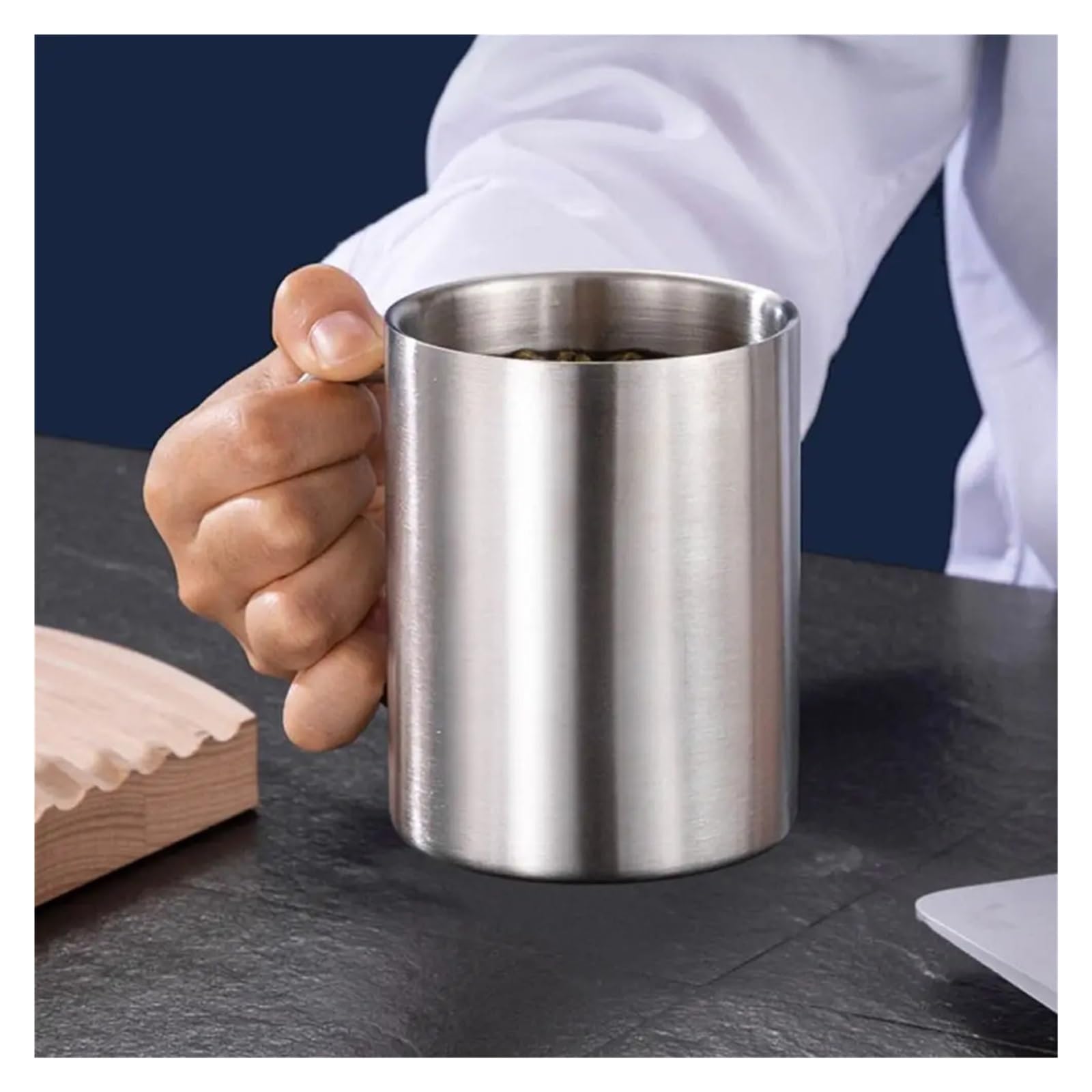 Taza de café acero inoxidable, taza antiescaldado doble capa, vaso térmico portátil for bebidas, té y jugo para Casa y Oficina(With lid 400ml)