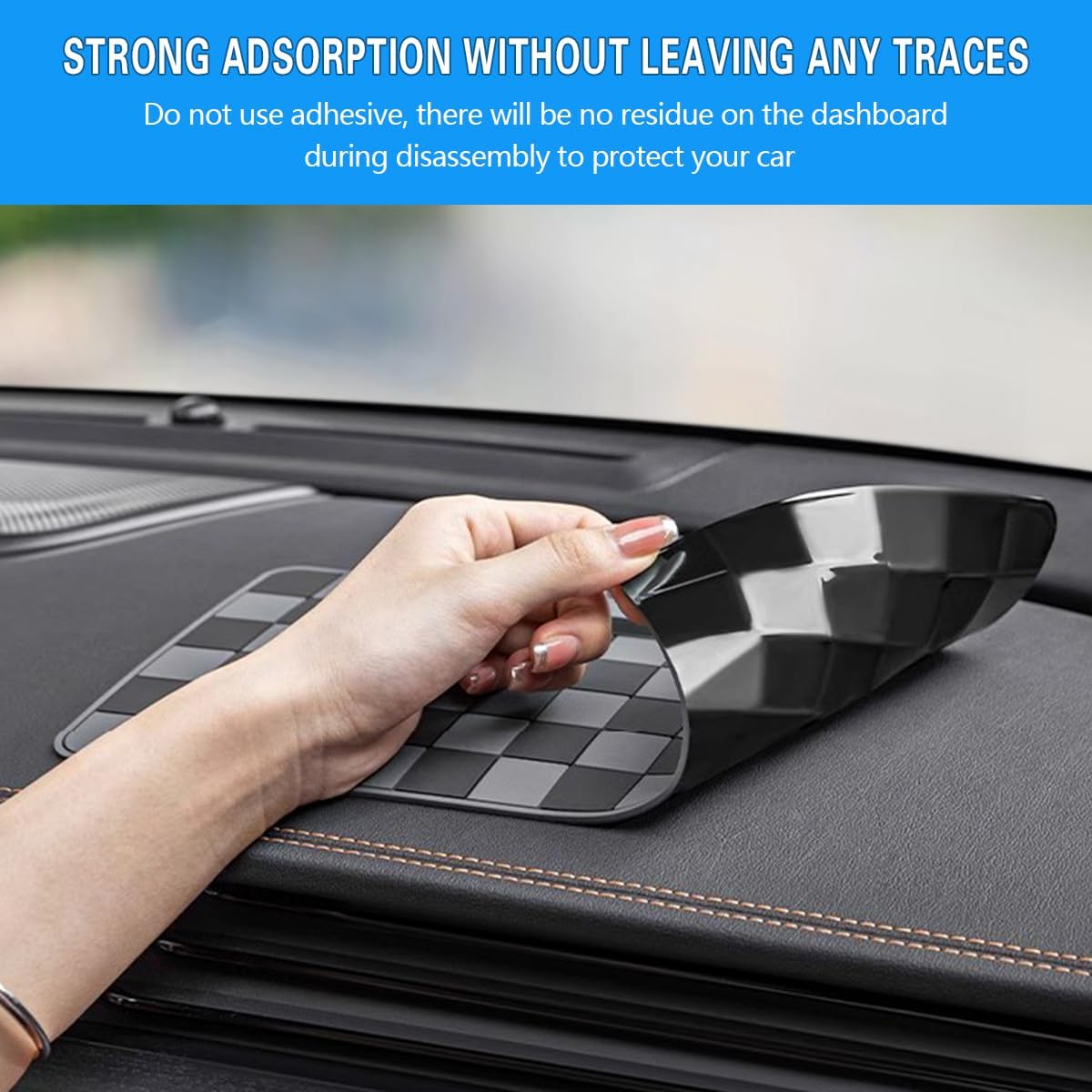 Anti-Slip Car Dashboard Pad, 11.8"*5.9" Non-Slip Vehicle Dash Gripping Mat, Multifunctional Sticky Auto Magic Dashboard Decor Pad for Phone Key Sunglasses for SUV, RV, Truck（Black/Gray）