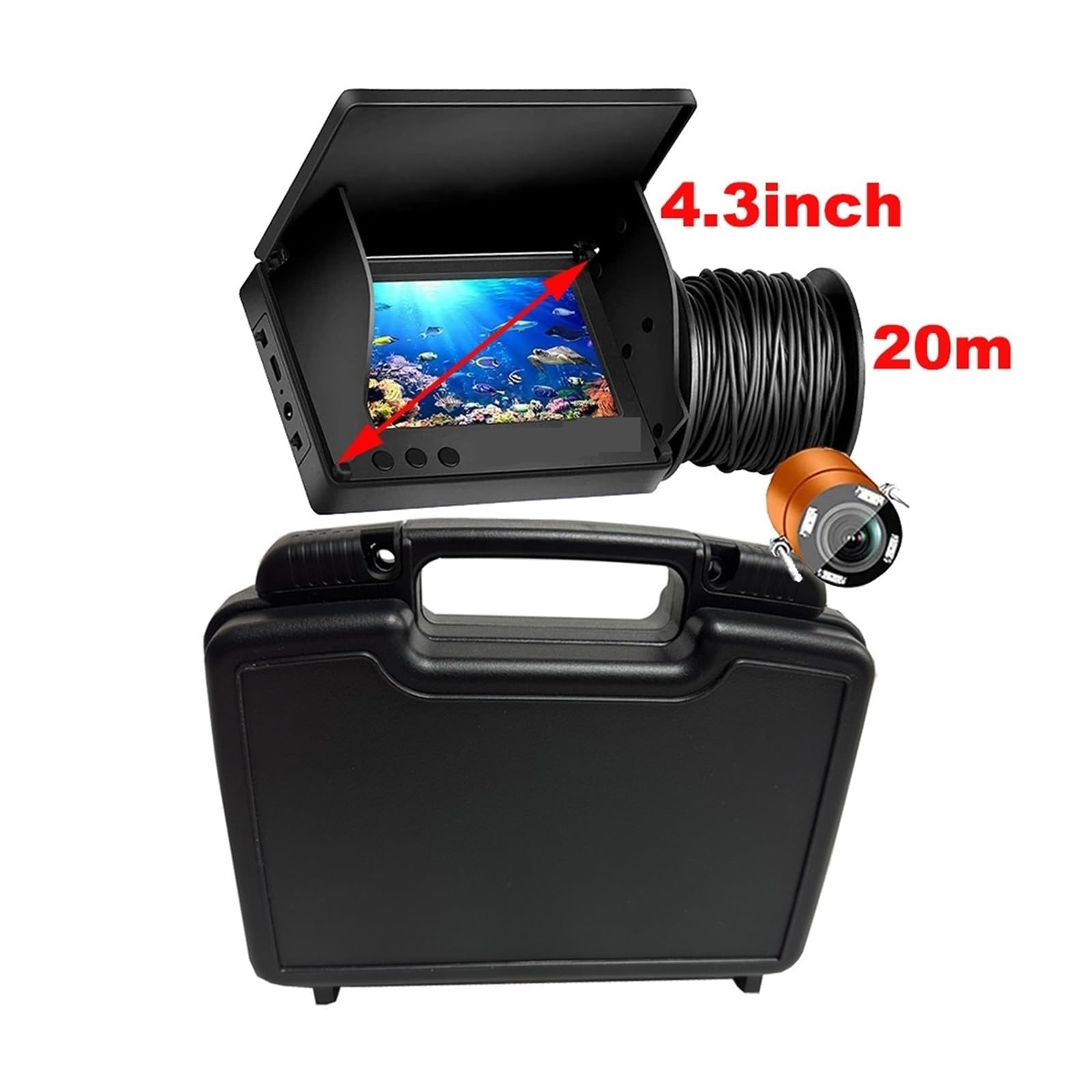 Buscador de Peces, Cámara portátil for Pesca submarina en Hielo con Pantalla LCD de 4,3/5 Pulgadas y visión Nocturna for Luces(20m 4.3 Plastic Box)