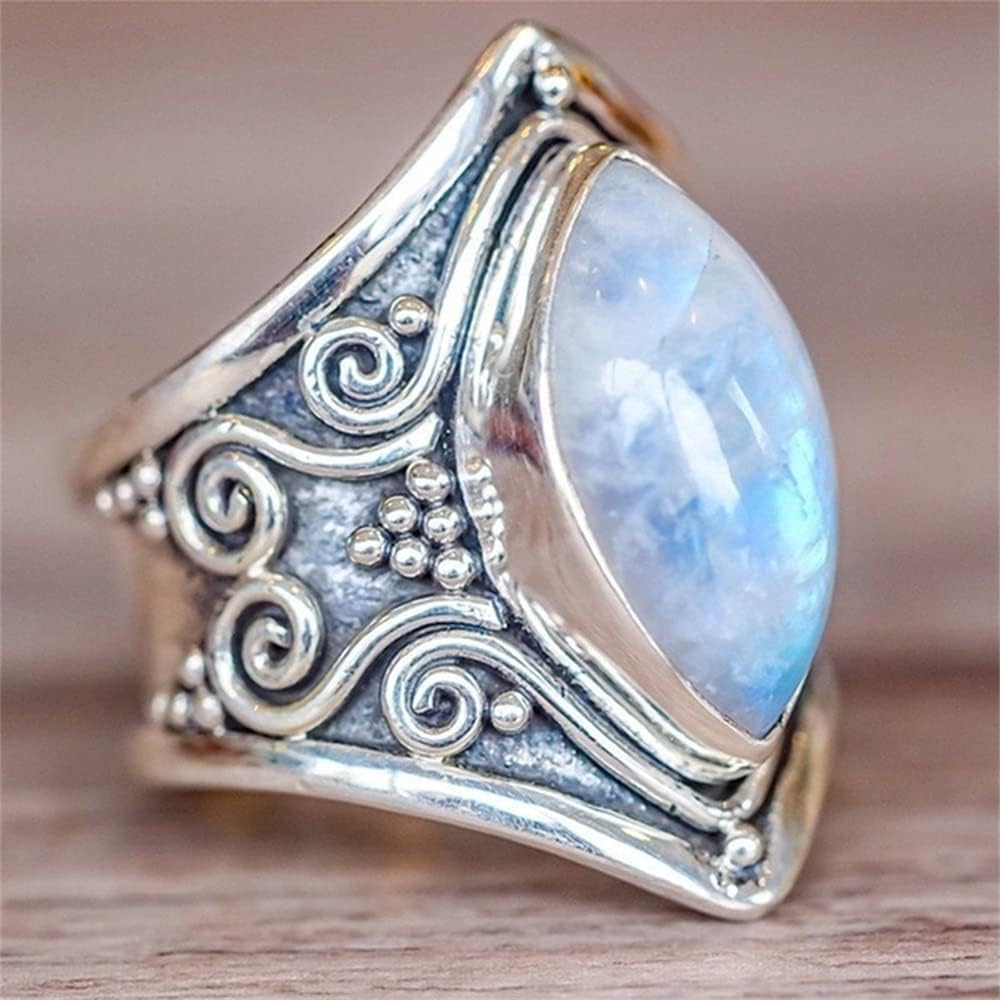 SixTwo Antique Boho 925 Silver Natural Moonstone Women Jewelry Elegant Gemstone Wedding Ring Vintage Thai Silver Jewelry ST.237 8