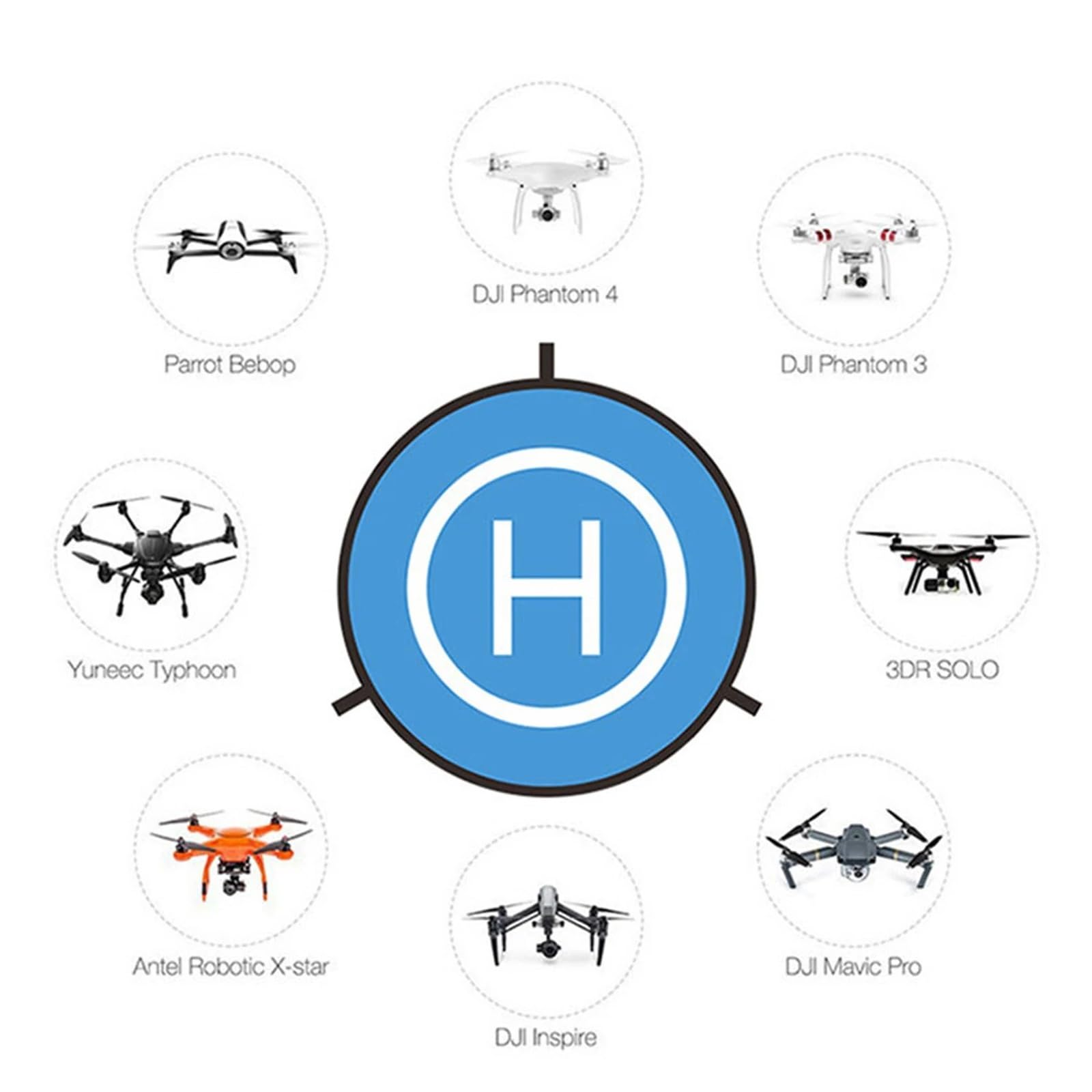 Genérico Plataforma De Aterrizaje para Drones Plataforma de Aterrizaje Impermeable for Drones 55 cm y 21 Pulgadas | Helipuerto portátil universal for cuadricóptero