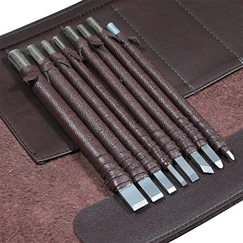 Godagoda 8pcs Outils à Découper en Acier Tungstène en Bois en Pierre Section Sculptée Carbure Outil de Sculpture Set Kit Cover