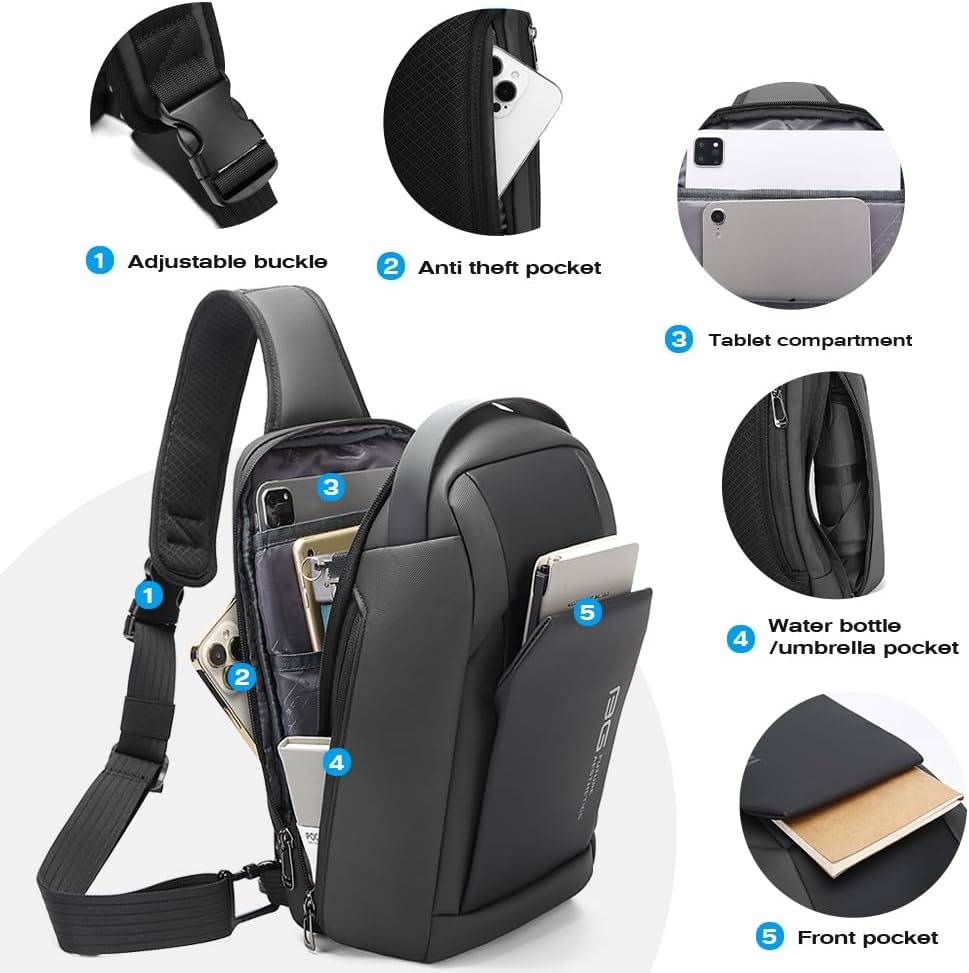 BANGE Man Sling Bag,Mens Sling Bags Crossbody - Image 3